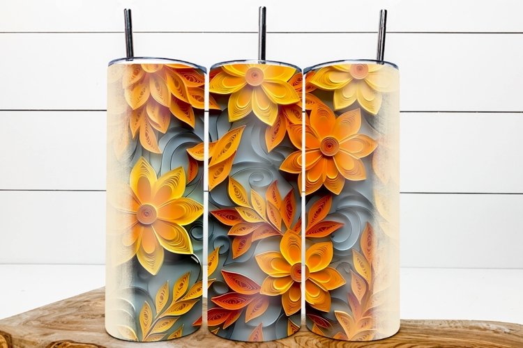 3d tumbler wrap / autumn tumbler / quilling tumbler wrap PNG