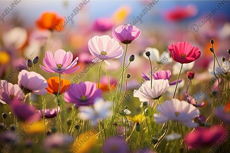 Wild Flower Example Vibrant wildflower meadow at sunset (4262617)