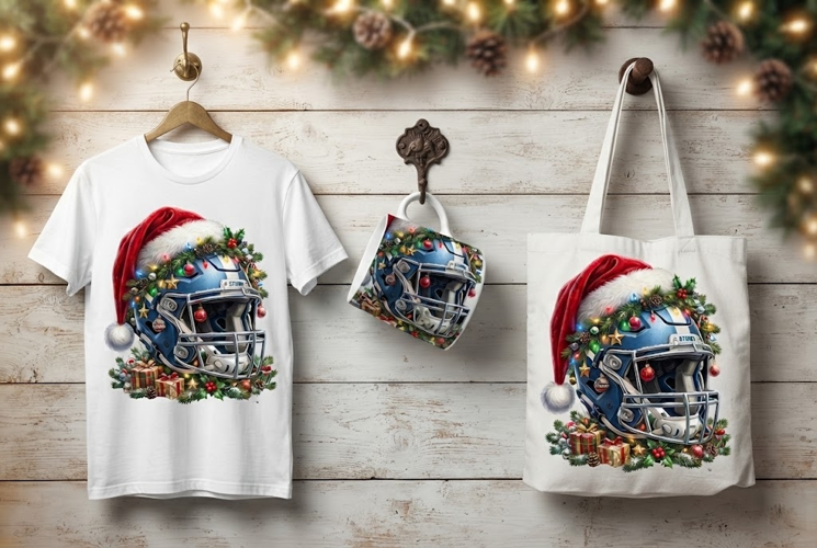 Christmas Storm Football Helmet Holiday Design
