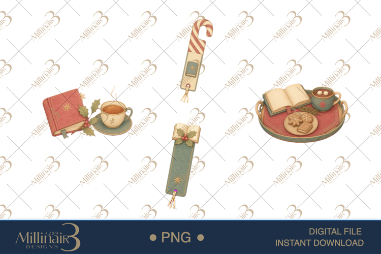 Cozy Christmas Book Lover Clipart