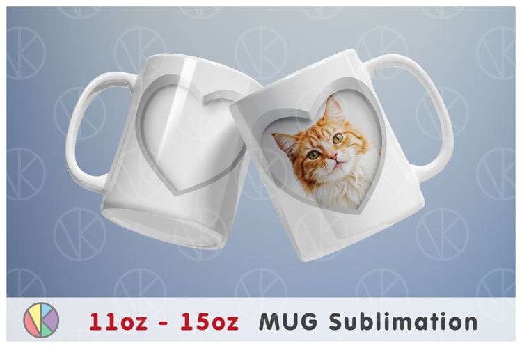 3D Heart Hole Photo Frame Pattern - 11oz-15oz Mug.