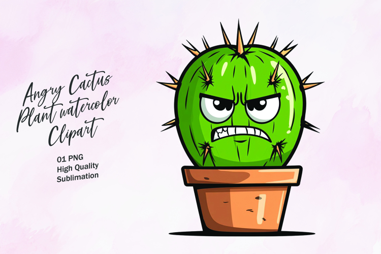 Angry cactus plant clipart PNG