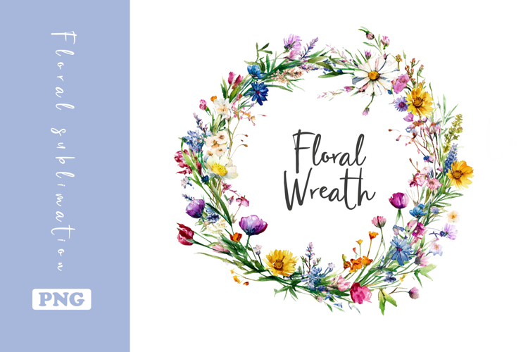 Watercolor Lovely Wildflower Wreath Clipart