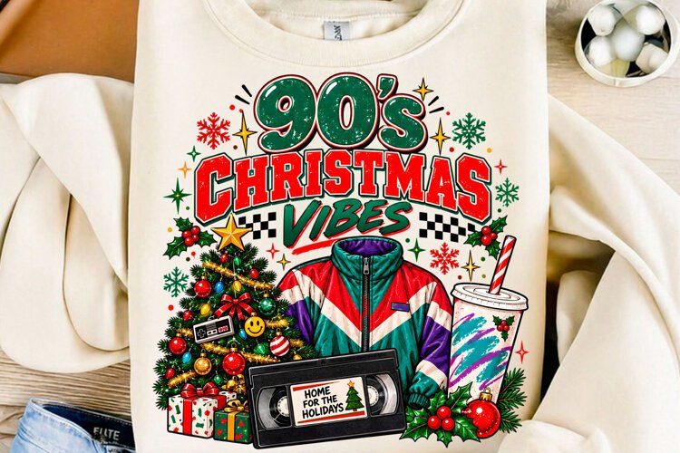 90s Christmas Vibes Retro Sublimation PNG example image 1
