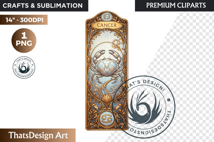 Cancer Art Nouveau Zodiac Clipart Astrology Bookmark PNG