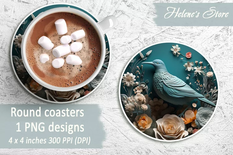 Birds Round Coasters | Coaster sublimation round design