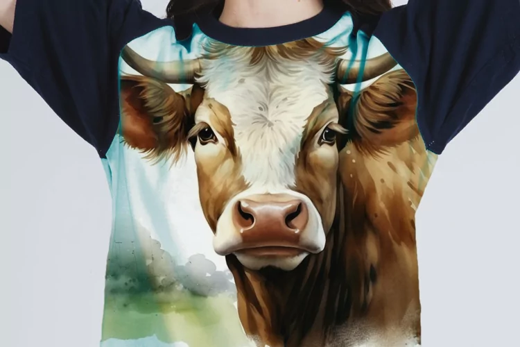 Cow funny Animal head peeking on white background