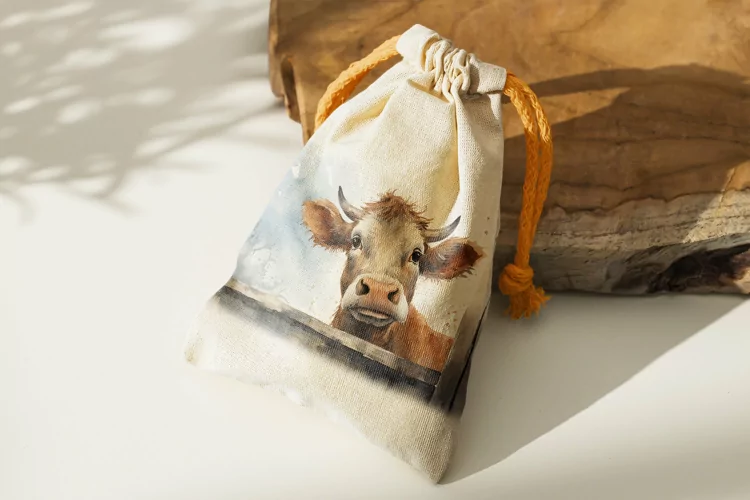 Cow funny Animal head peeking on white background