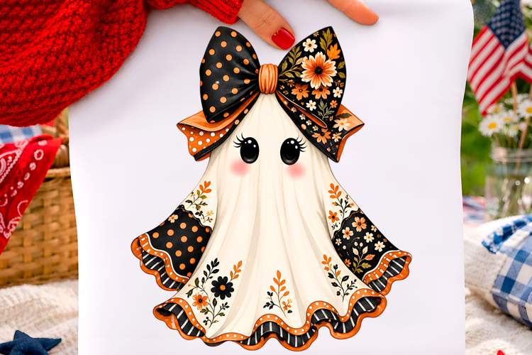 Cute Floral Halloween Ghost Png