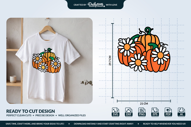 Pumpkin and Daisies SVG