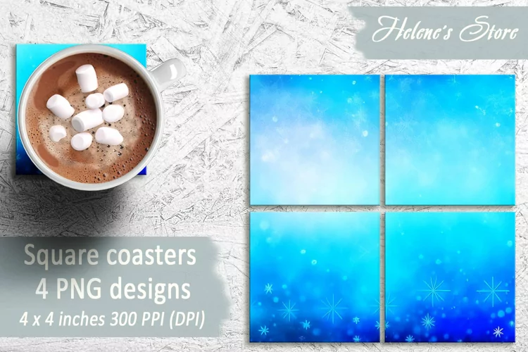 Christmas coaster designs| blue sublimation |Square coasters