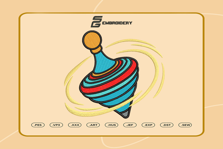 Colorful Spinning Top Embroidery Designs For Machine