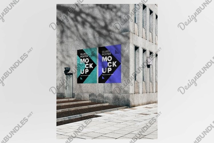 Glued and Crumpled Poster Mockup with Shadow Overlay example image 1