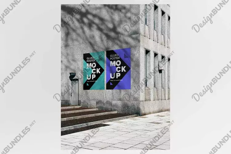 Glued and Crumpled Poster Mockup with Shadow Overlay
