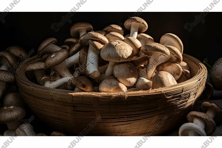 up raw champignon mushroom
