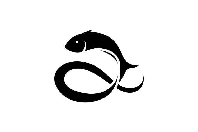 Black Fish Silhouette Abstract Logo