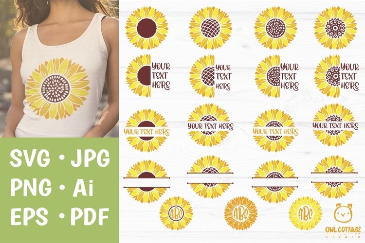 Sunflower Monograms svg, Sunflowers svg bundle example image 1