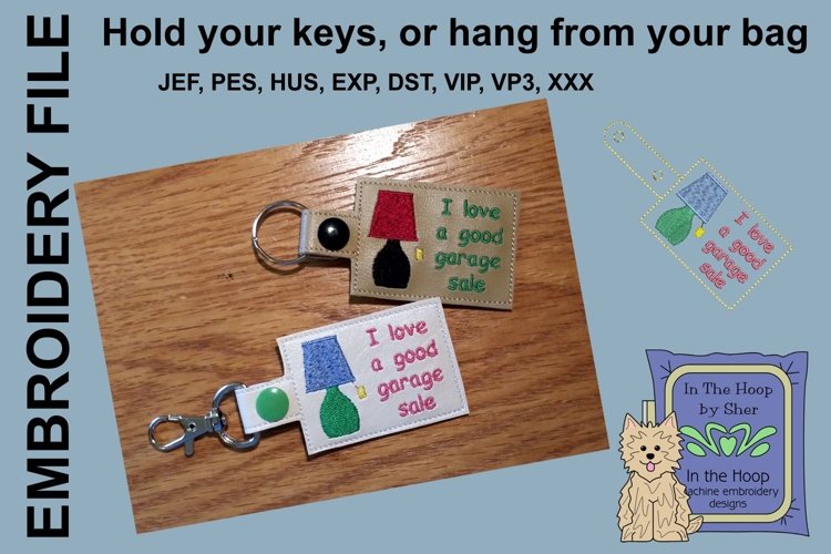 ITH Garage Sale Key Fob - Embroidery Design example image 1