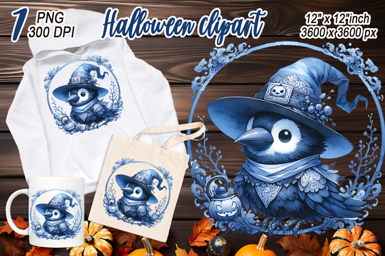 Cute Halloween bird clipart |Blue moon night shirt designs