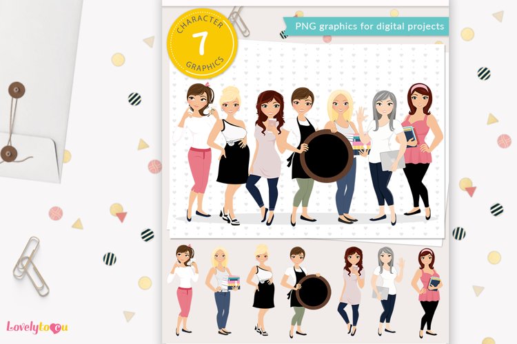 Girl clipart group, woman lifestyle club, social troop, LG03 example image 1