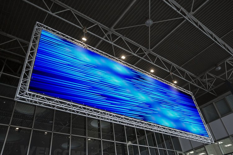Abstract vector background in blue light lines, Technology