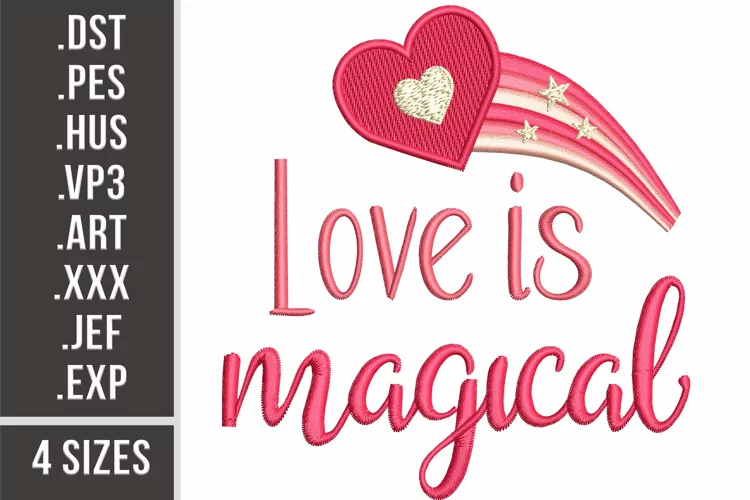 Love is Magical Embroidery, Shooting Heart Design.