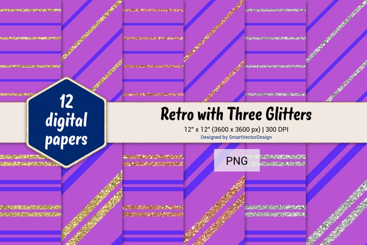 Pinstripes Retro with Three Glitters Color Combo #90 example image 1