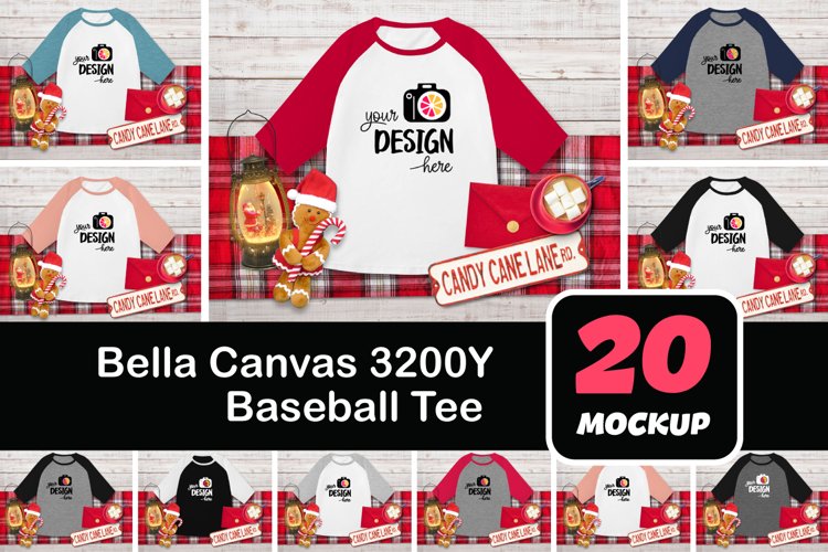 Bella Canvas 3200Y Youth Baseball Tee White Wood