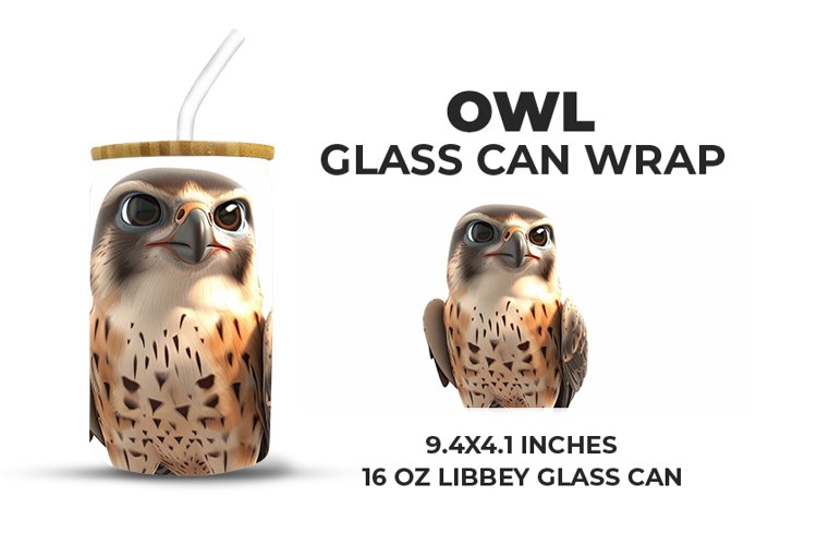 Owl Glass Can Wrap