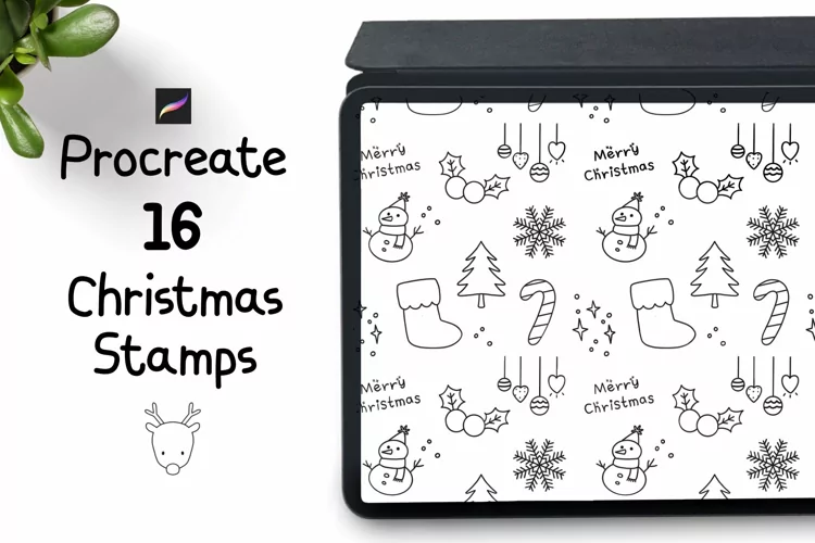 Procreate Stamps 16 Christmas doodle stamps
