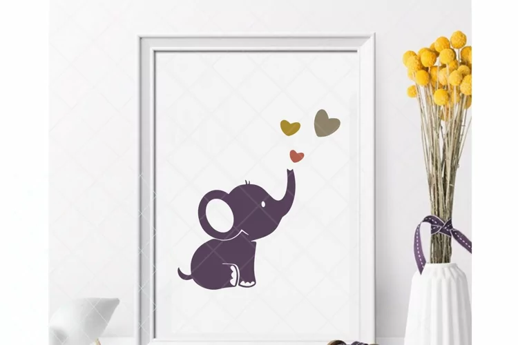 Baby elephant svg, cute elephant, baby shower cut file