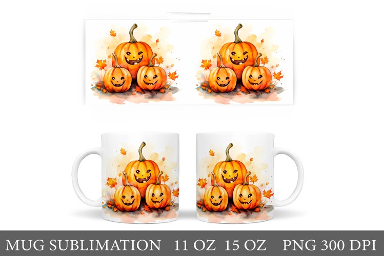Cute Pumpkin Mug Sublimation. Halloween Pumpkin Mug Wrap example image 1