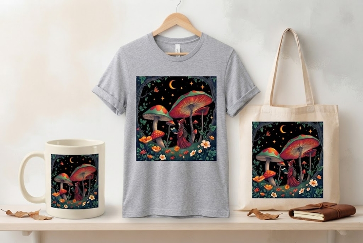 Mushroom Witch Forest PNG | Magical Woodland Halloween Art