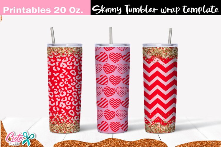 Valentines day 20 Oz. Skinny Tumbler wrap sublimation design