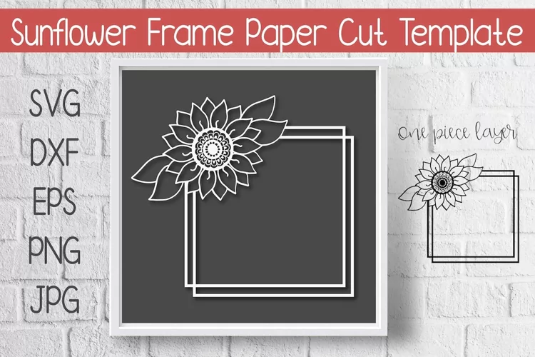 Sunflower Square Frame Paper Cut Template Design