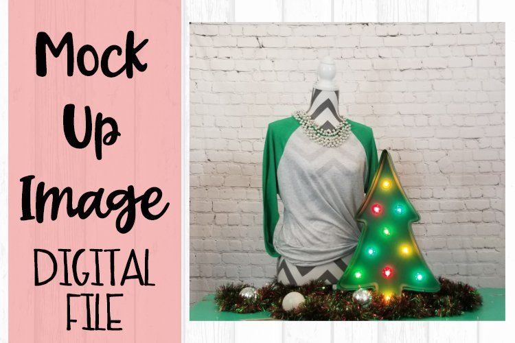 Green Raglan Christmas Mock Up example image 1
