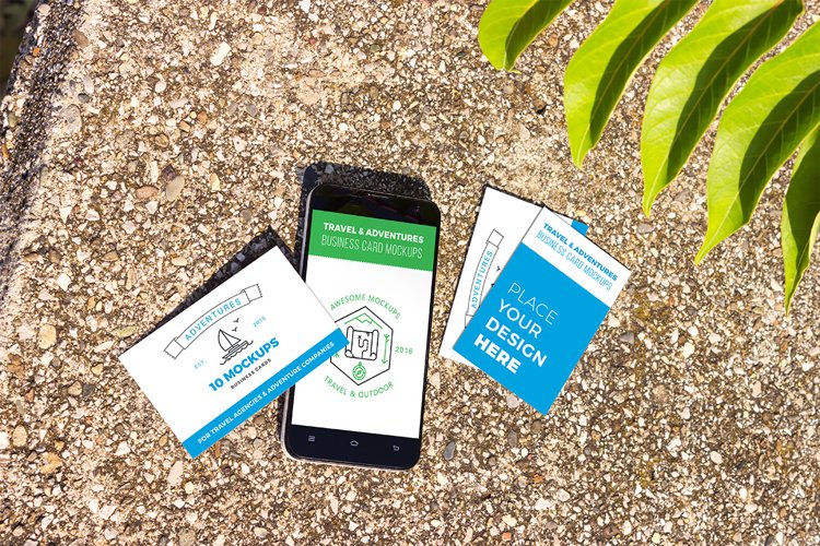 Business cards mockup 06 | Travel Mockup Collection Set 1 example image 1