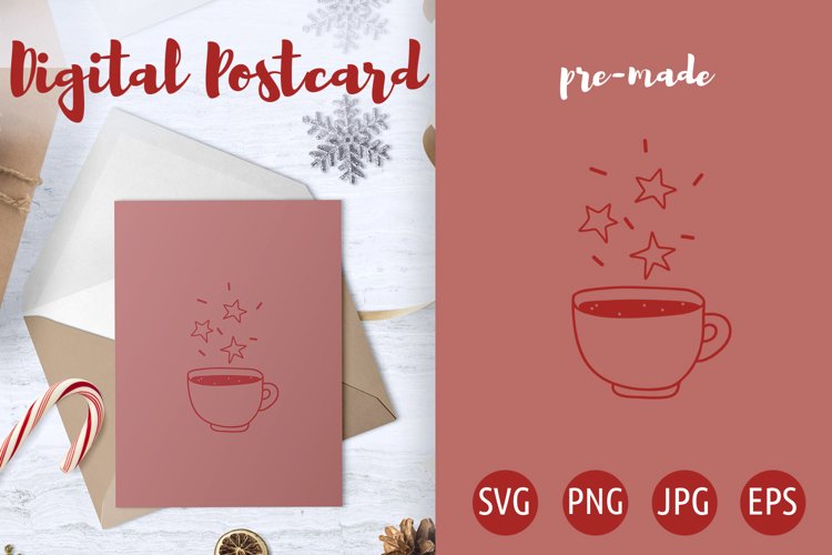 Cute magic mug with Star Postcard - Poster svg example image 1