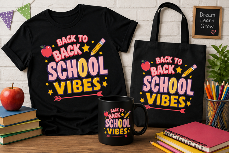 Back to School Vibes PNG, Cute Retro Classroom Design