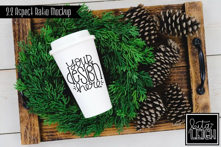 To Go Coffee Pinecone Christmas and Fall Mockup Photo