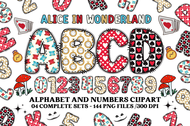 Alice in Wonderland Alphabet png, wonderland letters doodle