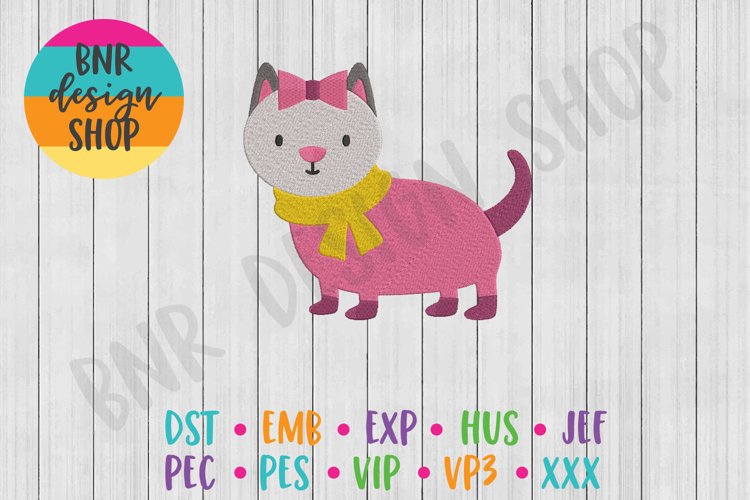 Cat Machine Embroidery Design, Animal Embroidery