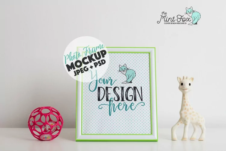 Children Photo Frame Mockup with Giraffe