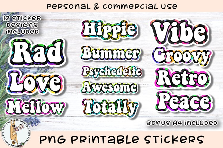 hippie retro vintage png printable stickers 1301486 stickers design bundles