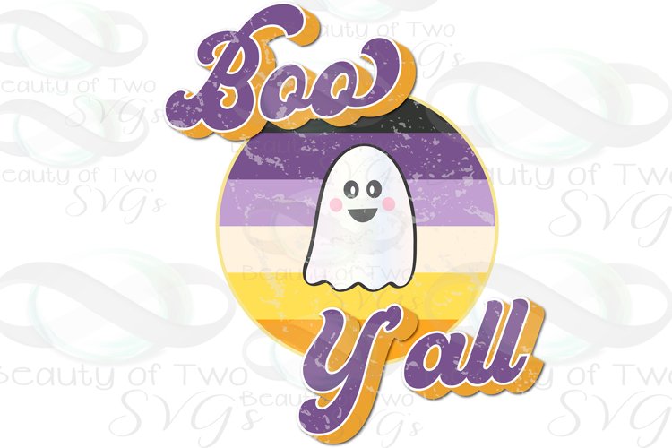 Boo Y'all Halloween Vintage Retro Distressed Sublimation png example image 1