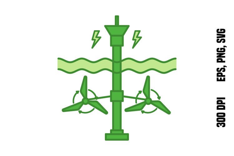 Green Marine Tidal Turbine Icon example image 1