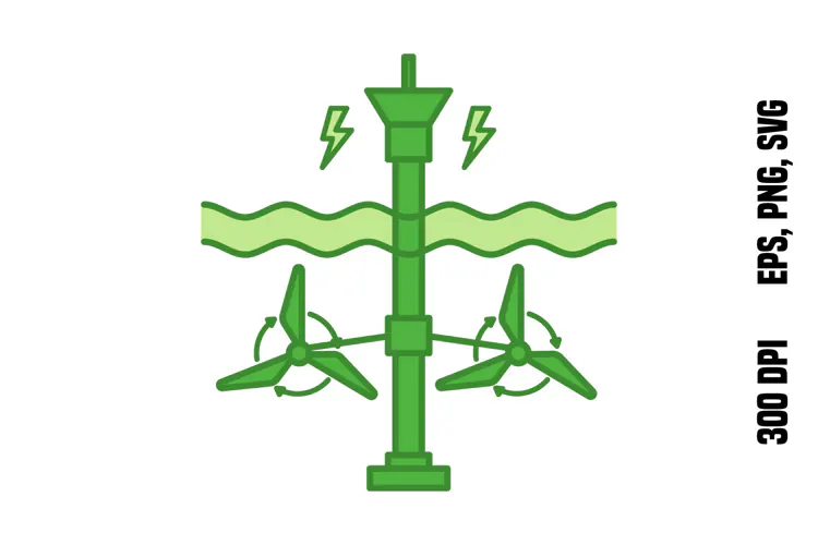 Green Marine Tidal Turbine Icon