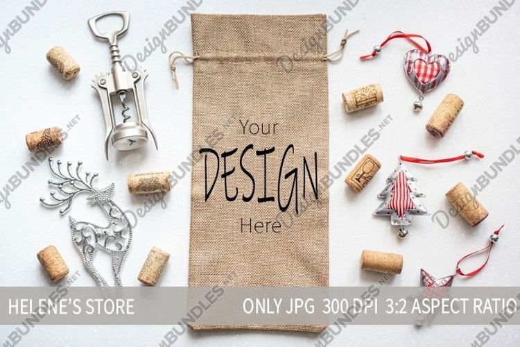 Christmas Mockup|Gift wine bag mockup|wine tote mock. example image 1