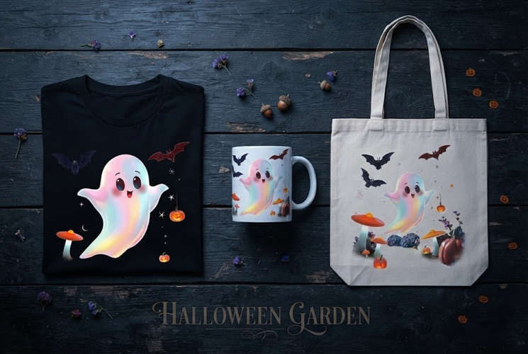Kawaii Halloween Ghost PNG | Enchanted Forest Clipart