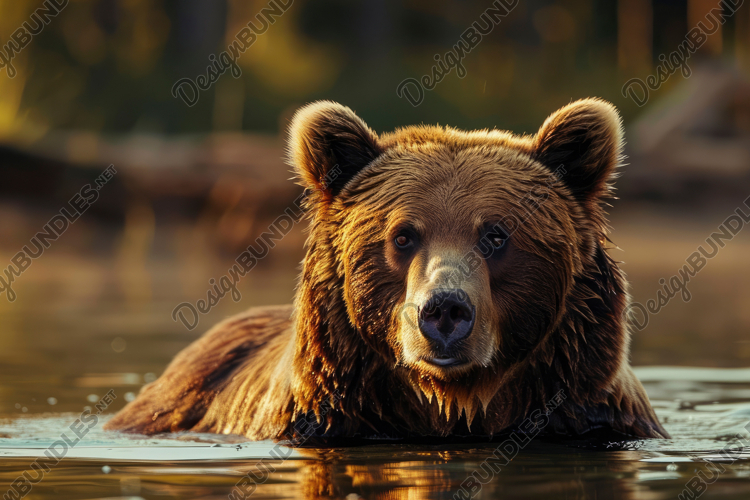 Grizzly Bear in Water Background Wallpaper
